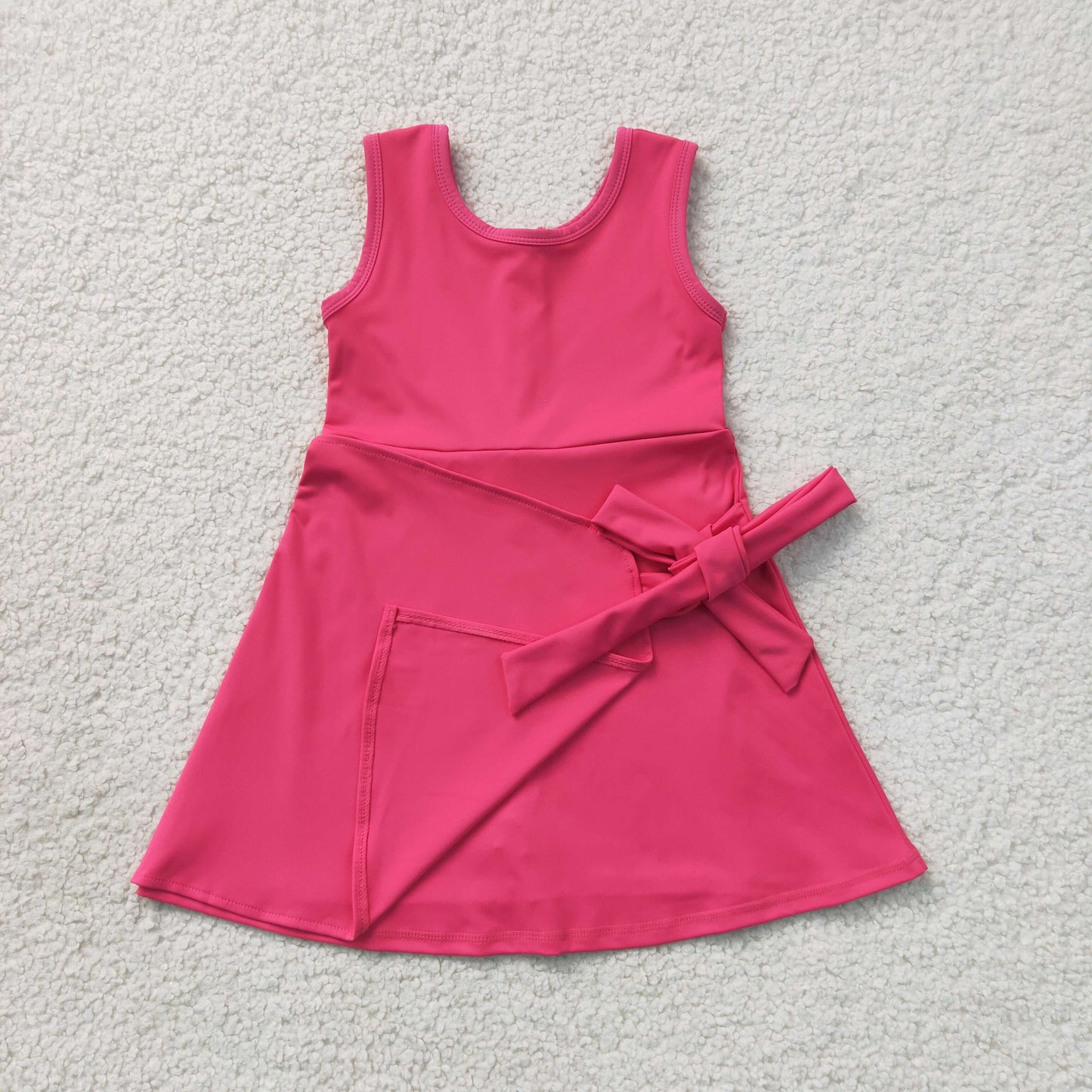 Baby Girls Sleeveless Pink Bow Shorts Knee Length Yoga Active Dress RTS