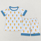 GSSO0407 Baby Girl Easter Short Sleeves Carrot Rabbit Shirt Shorts Pajamas Set