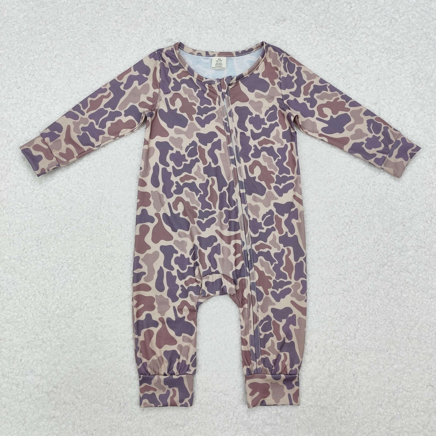 Baby Boy Infant Long Sleeves Camo Zipper Pajamas Bamboo Romper