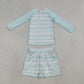 Baby Boys Long Sleeves Stripes Zipper Tops Pockets Shorts Set Swimsuit RTS