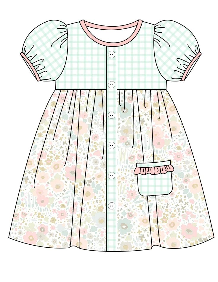 Moq 3 Pre-order GSD0936 Baby Girl Floral Pocket Dress