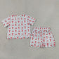 Baby Girls Toddler Bows Flags Shirt Scallop Shorts 4th of July Set Clothes RTS