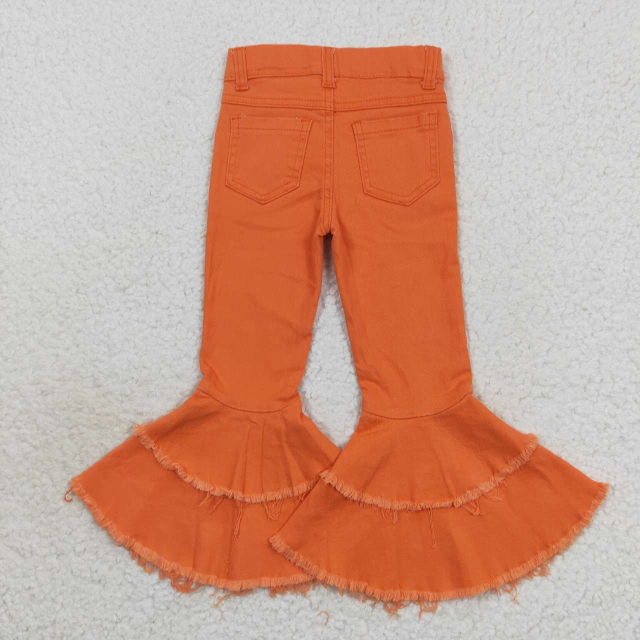 P0322 Baby Girl Orange Denim Jeans Bell Pants