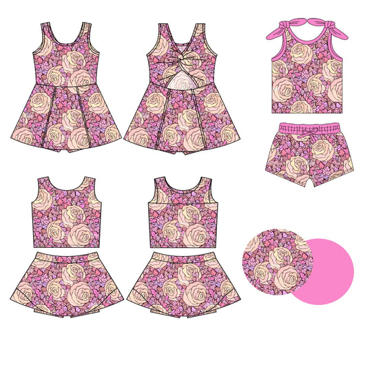 ( Moq 5 Each Style ) Baby Girl Sleeveless Flower Sibling Summer Skorts Dress Set 3.26