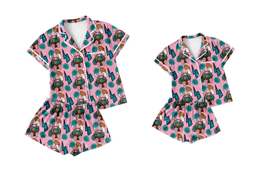 ( Moq 5 Each Style ) Baby Girl Adult Women Western Rabbits Easter Sibling Mommy And Me Family Pajamas Set