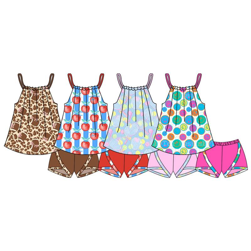 ( Moq 5 Each Style ) Sibling Baby Girls Kids Sleeveless Tops Shorts Sets Summer Clothes