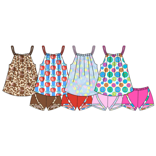 ( Moq 5 Each Style ) Sibling Baby Girls Kids Sleeveless Tops Shorts Sets Summer Clothes