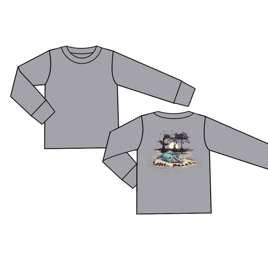 Baby Boy Kids Long Sleeves Grey Shirt Tops