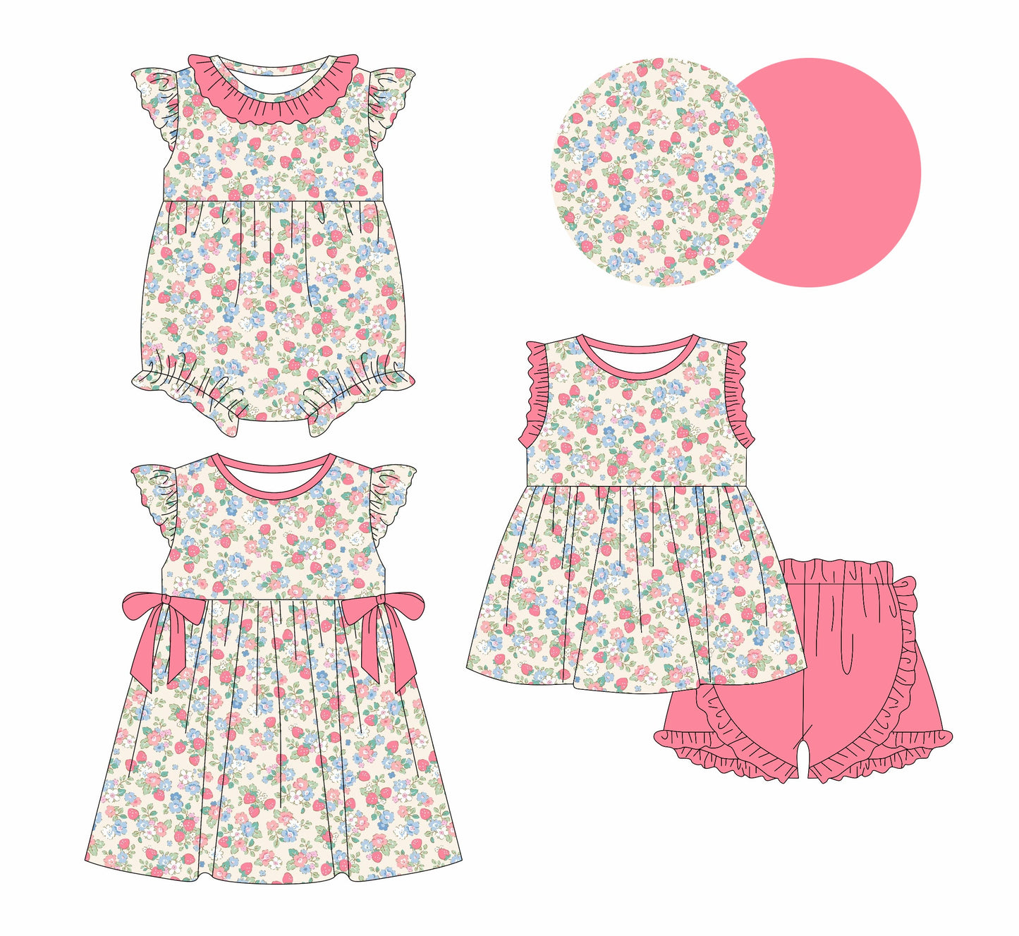Baby Girl Floral Sibling Romper Dress Set ( Moq 5 Each Style ) 12.30