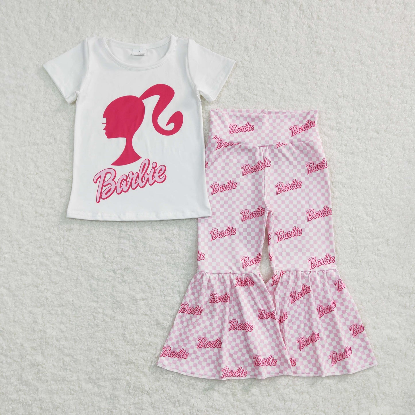 GSPO0876 Baby Girl Short Sleeves Doll Bell Pants Outfit