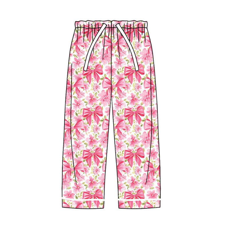 Adult Woman Bows Flower Pink Pajamas Pants