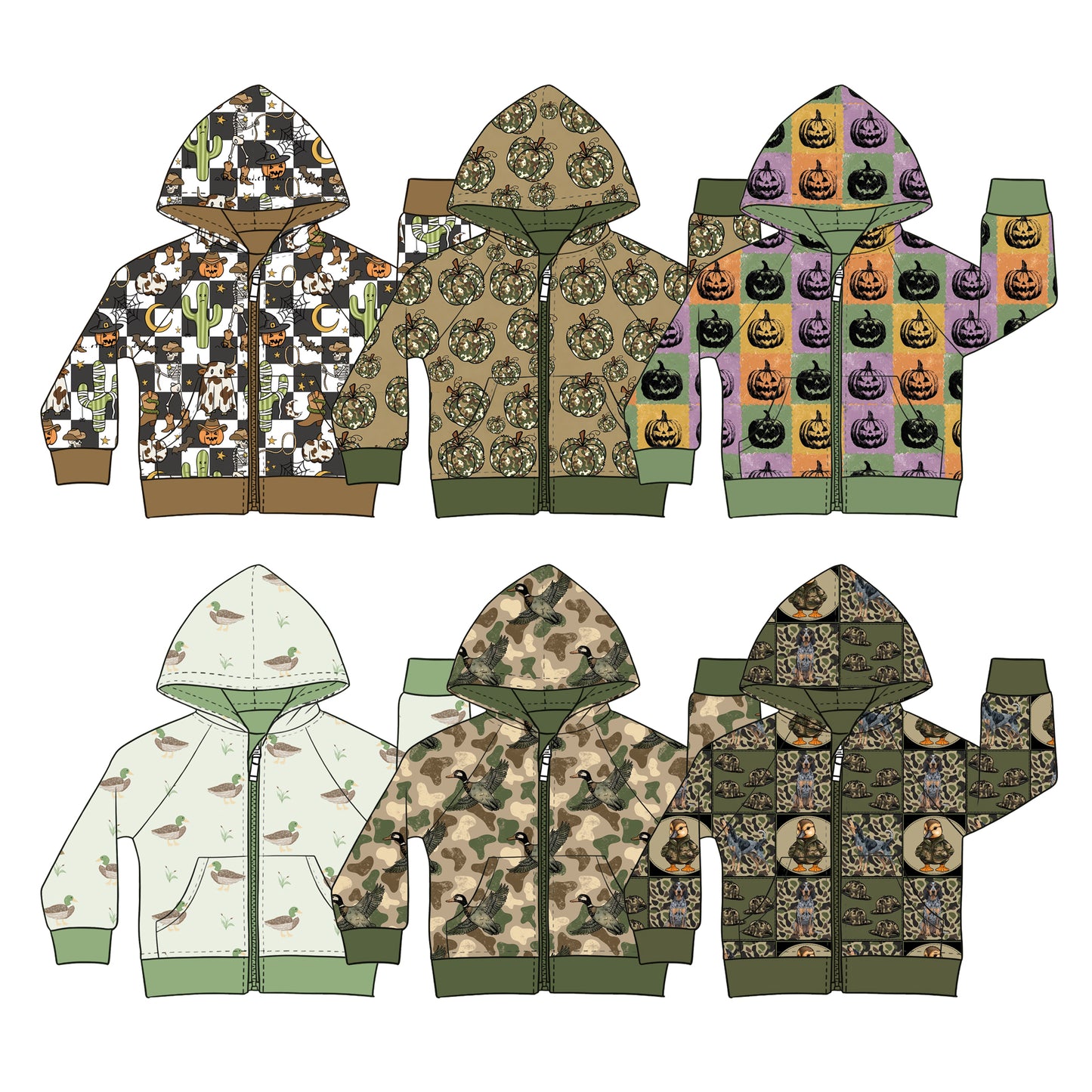 ( Moq 5 Each Style ) Sibling Baby Boys Kids Long Sleeves Pumpkins Camo Zipper Pockets Coats Tops Clothes