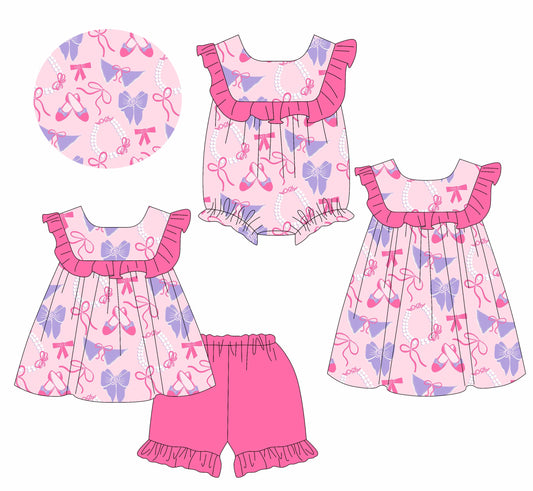 Baby Girl Bows Ruffle Sibling Romper Dress Set ( Moq 5 Each Style ) 1.15