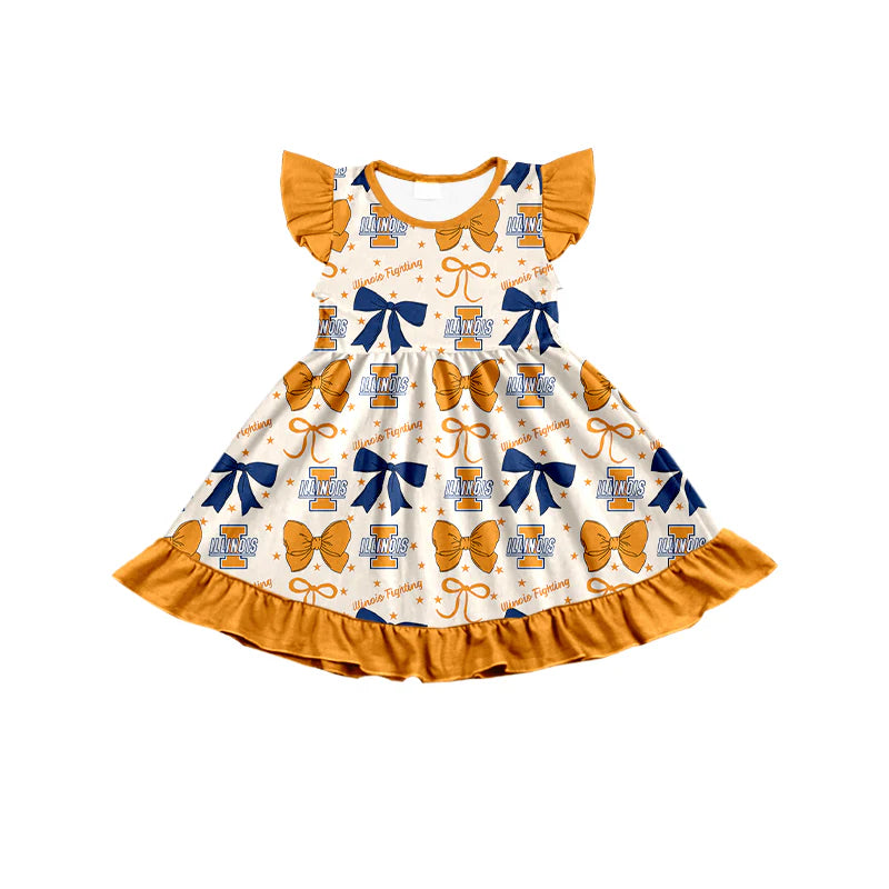 ( Moq 5 each style ) Baby Girl Toddler I Team Bows Sibling Dress Set 6.25