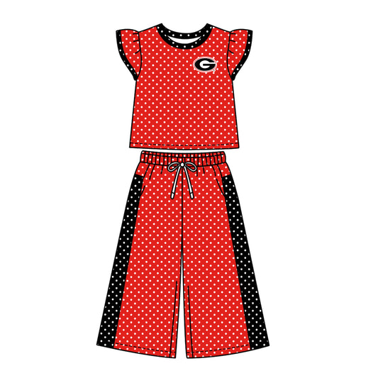( Moq 5 ) Baby Girls Kids Short Sleeves Shirt Pants Team Set Clothes