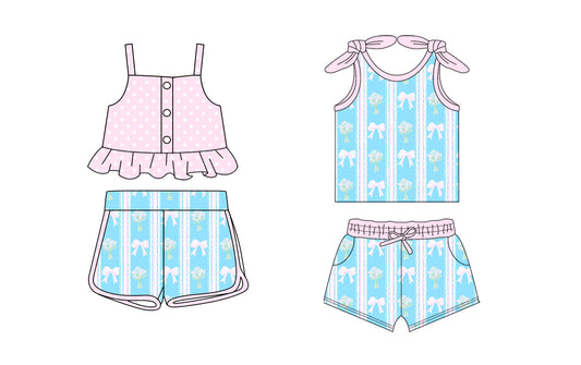 Baby Girl Straps Flower Bows Sibling Set ( Moq 5 Each Style ) 1.21