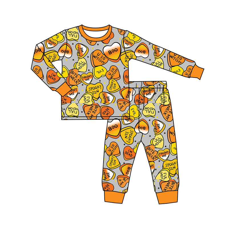 Baby Boy Long Sleeves Halloween Hearts Shirt Pants Pajamas Set