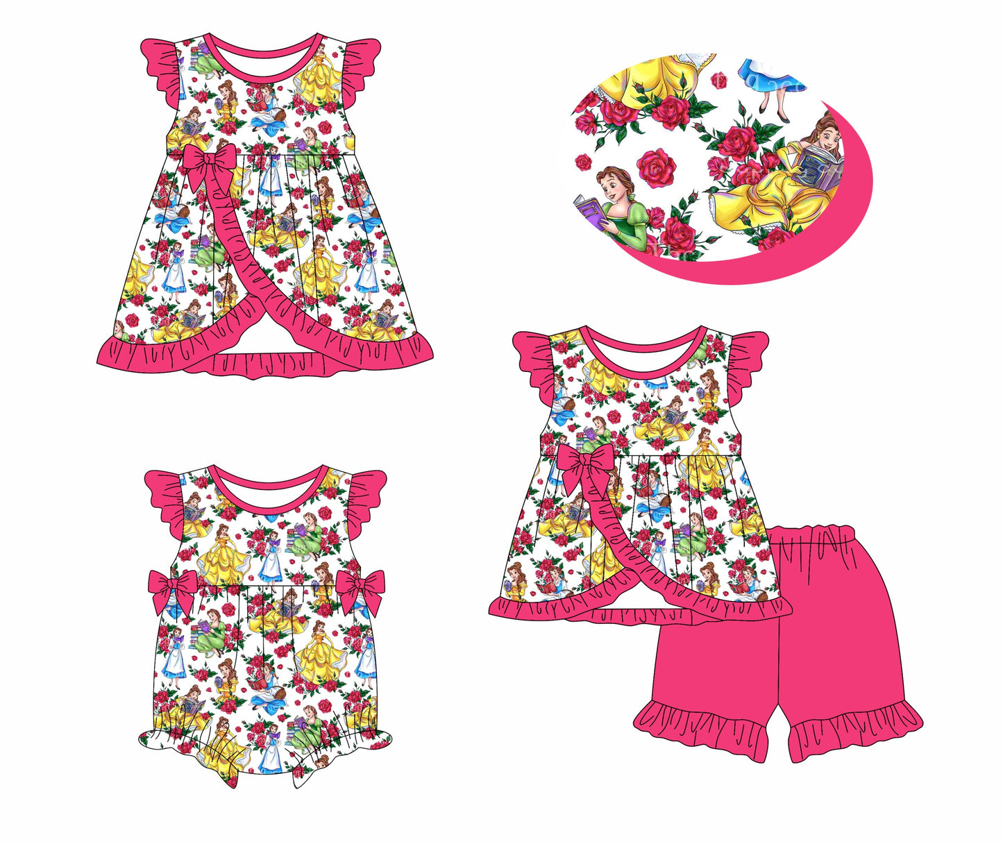 Baby Girl Princess Flower Sibling Romper Dress Set ( Moq 5 Each Style ) 1.14