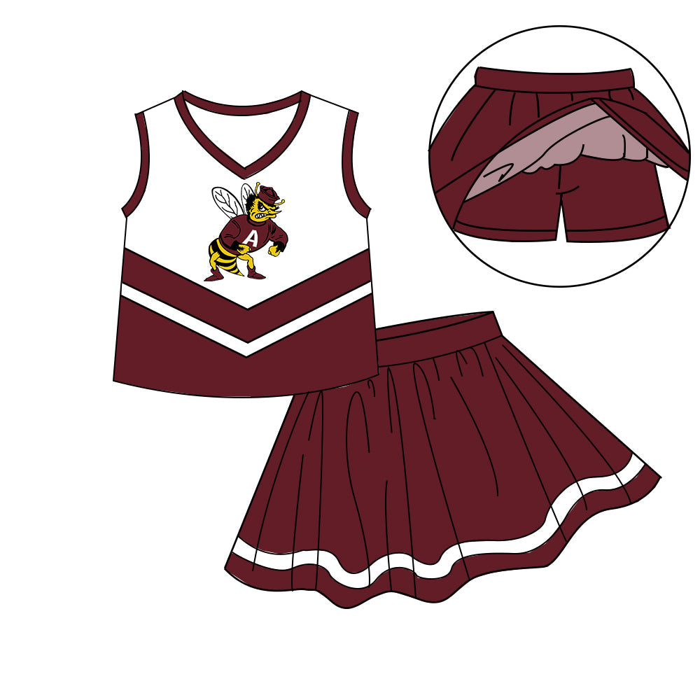 ( Moq 5 each style ) Baby Boy Girl  Team Cheer Bows Sibling Shirt Dress Set 8.2