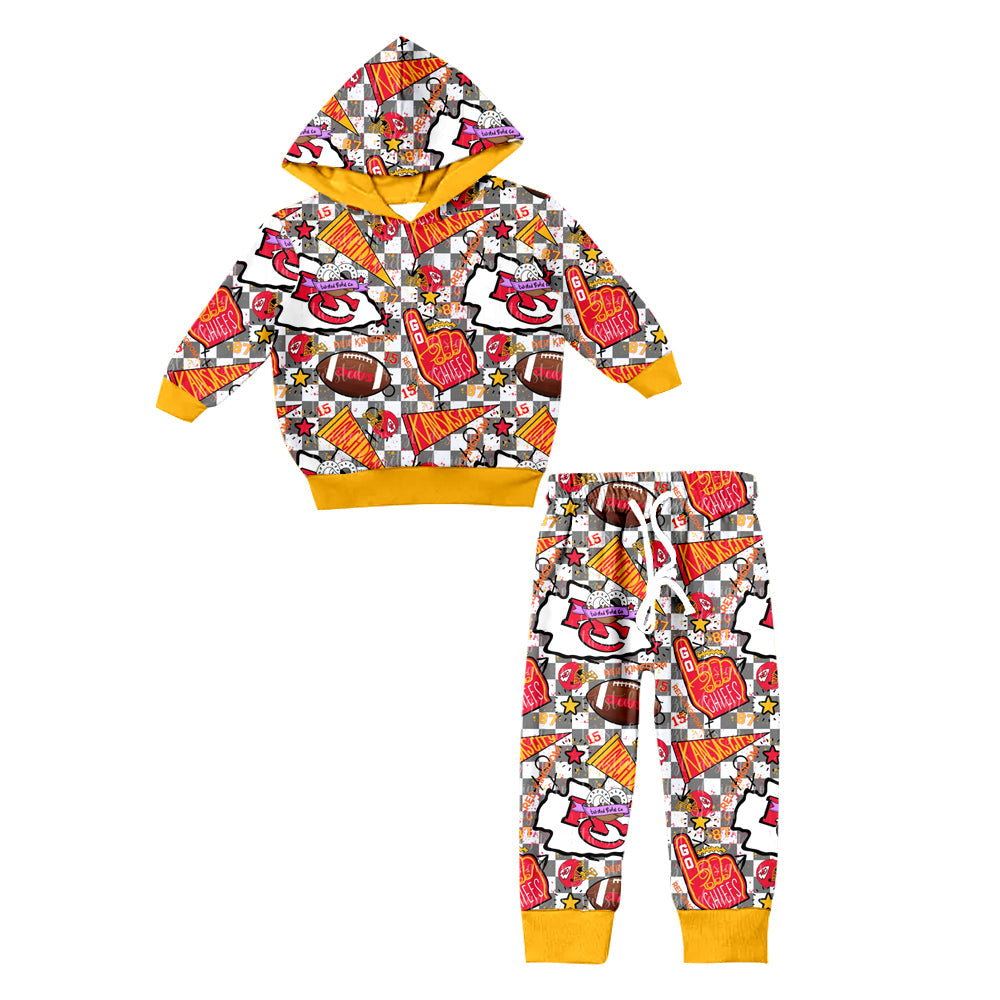 Baby Kids Toddler Long Sleeves KC Hoodie Shirt Pants Fall Clothes Team Set