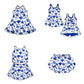( Moq 5 Each Style ) Baby Girls Kids Blue Bows Sibling Team Shorts Dresses Set