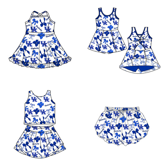 ( Moq 5 Each Style ) Baby Girls Kids Blue Bows Sibling Team Shorts Dresses Set