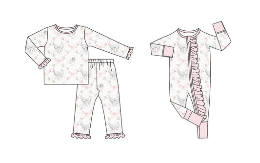 ( Moq 5 Each Style ) Baby Girls Kids Long Sleeves Rabbits Pink Bows Sibling Easter Zipper Romper Set