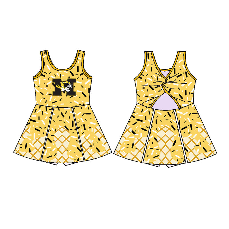 ( Moq 5 each style ) Baby Boy Girl Team Tiger Yellow Sibling Dress Romper Set 5.9