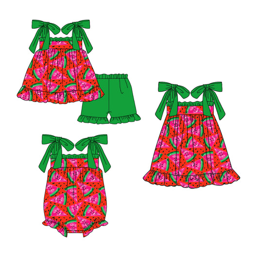 Baby Girl Summer Watermelon Sibling Romper Dress Clothes Set ( Moq 5 Each Design )11.20