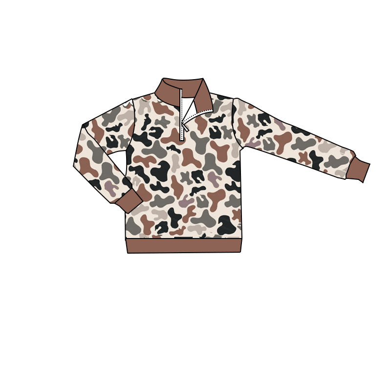 Baby Boy Long Sleeves Camo Zipper Shirt