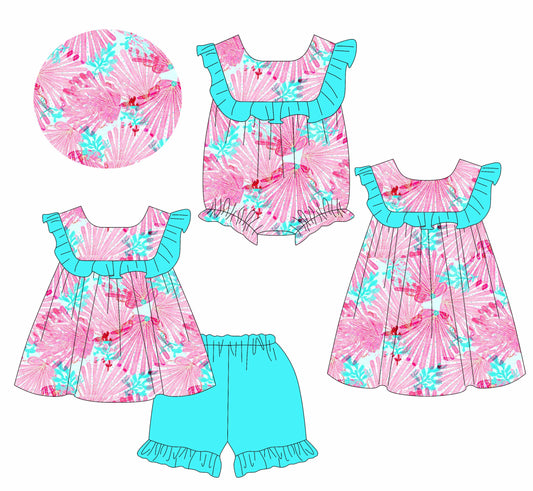 Baby Girl Shell Ruffle Sibling Romper Dress Set ( Moq 5 Each Style ) 1.13