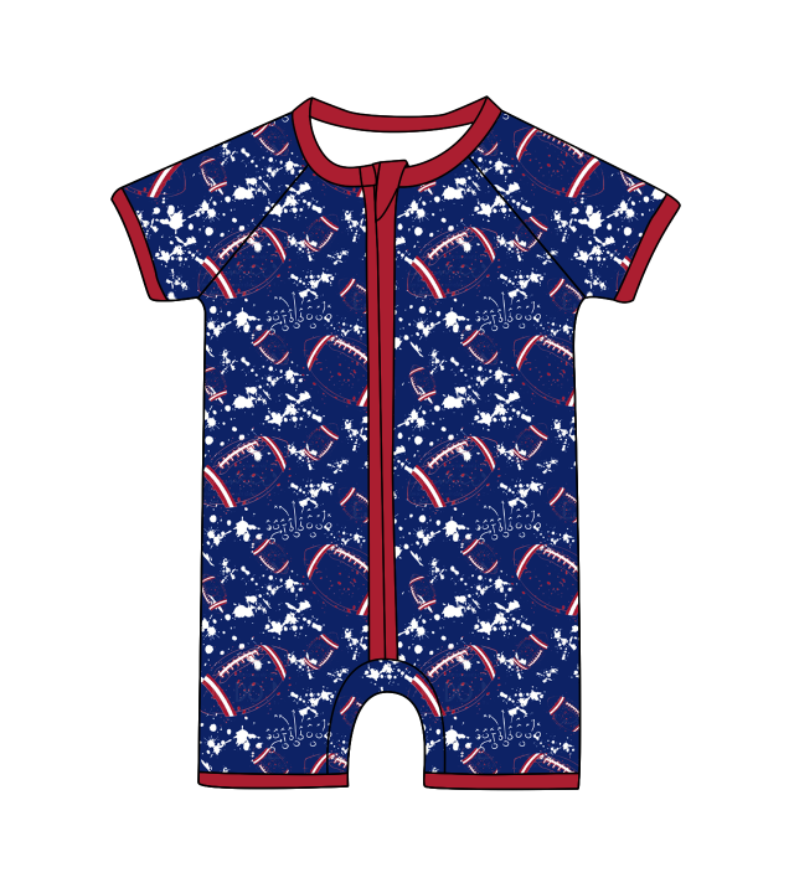 ( Moq 5 Each Style ) Baby Boys Girls Toddler Football Sibling Shorts Romper Bows Dresses Set Team Blue Clothing