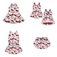 ( Moq 5 Each Style ) Baby Girls Kids Red Bows Pigs Sibling Team Shorts Dresses Set