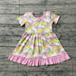 Baby Girls Short Sleeves Rabbits Camo Easter Knee Length Dress RTS