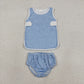 Baby Boys Kids Blue Plaid Tops Bummie Shorts Set Summer Clothes RTS