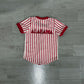 ( No moq ) Preorder Baby Boy Kids Short Sleeves Red Grey Stripes Shirt Team Tops