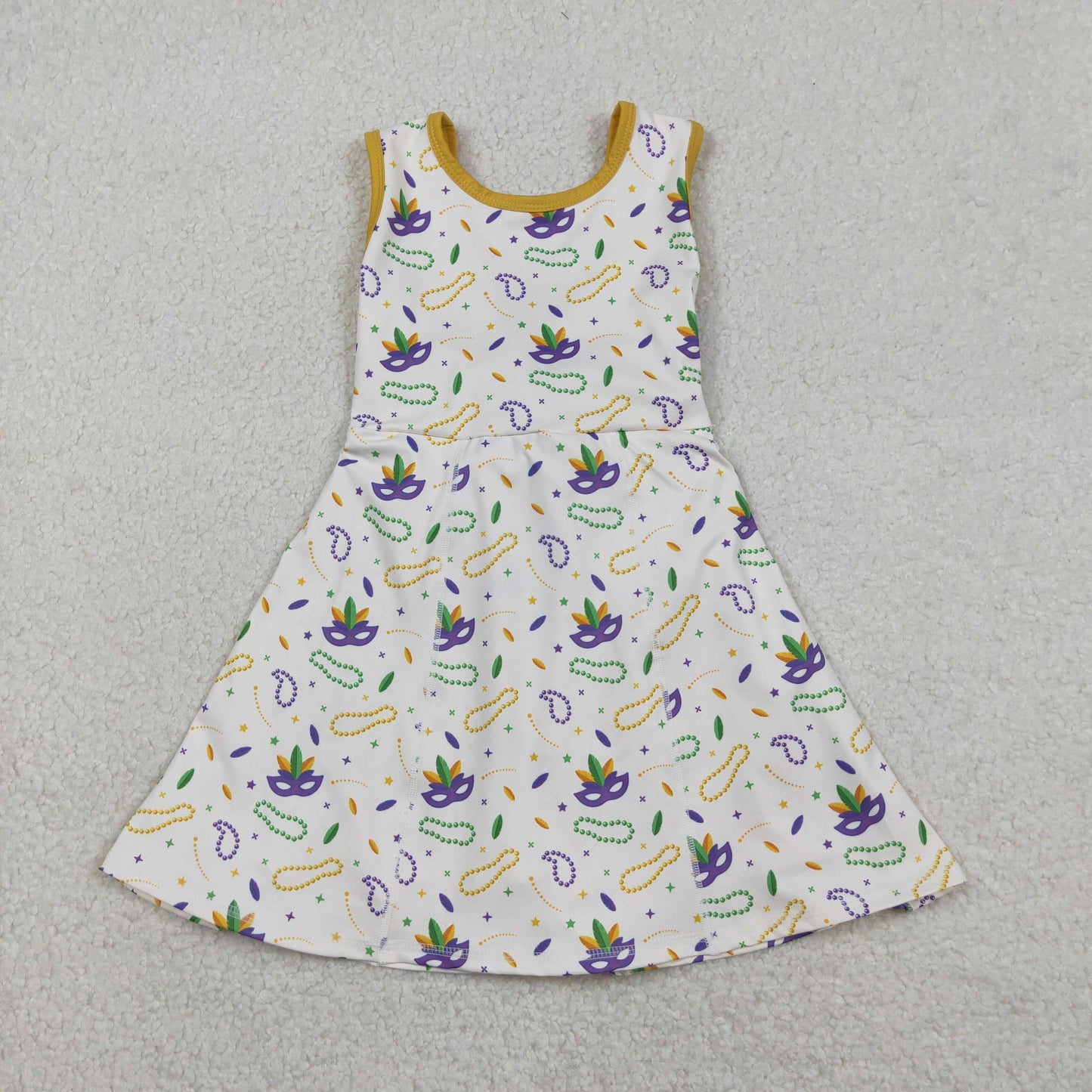 Baby Girls Kids Mardi Gras Masks Yoga Shorts Knee Length Dress RTS