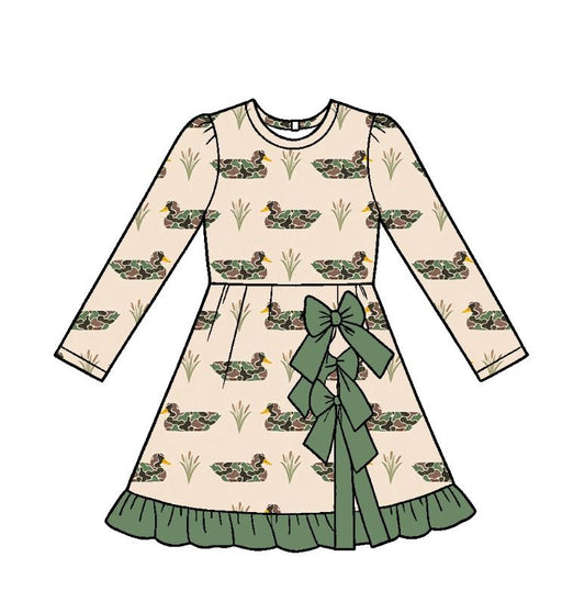 ( Moq 5 ) Preorder Baby Girls Kids Long Sleeves Shorts Bows Scallop Dress Yoga Camo Ducks Clothes