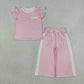 Baby Girl Kids Short Sleeves Pocket Shirt Dots Pants Pink Set Clothes RTS