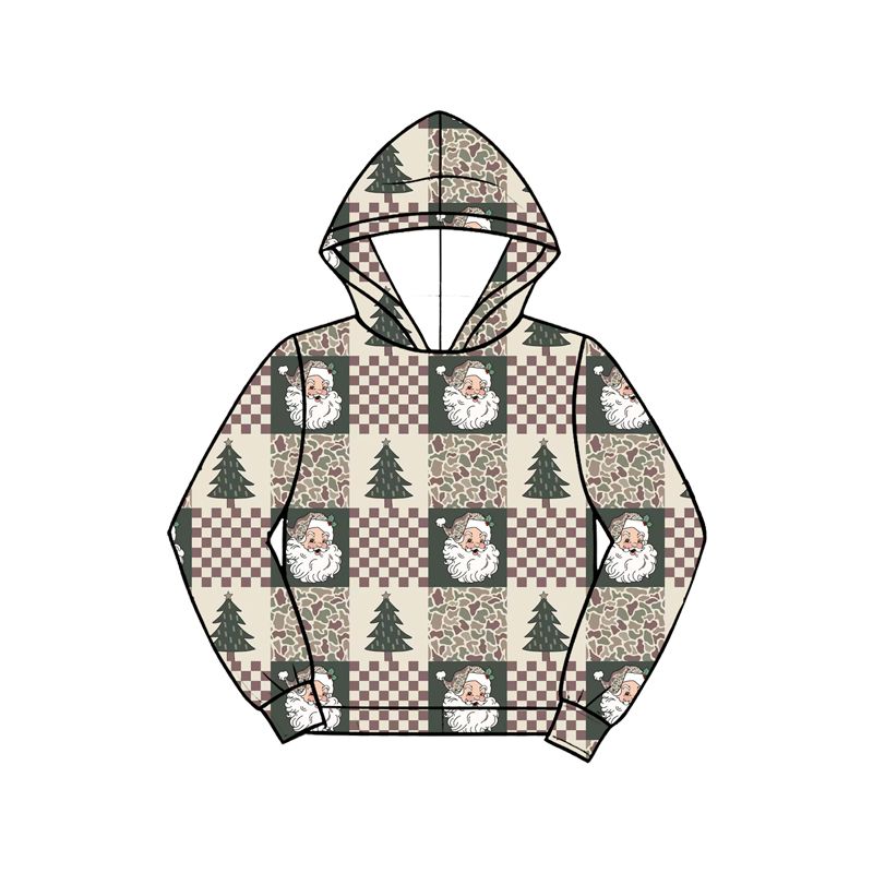 ( Moq 5 ) Preorder Baby Boys Kids Santa Tree Camo Print Pullover Hoodie Shirt Christmas Clothes