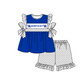 ( Moq 5 ) Baby Girls Toddler Short Sleeves Bows Blue Tunic Dots Shorts Team Set
