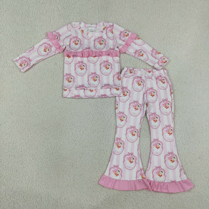 Sibling Baby Girl Kids Christmas Santa Bows Stripes Pockets Tops Pants Pink Sets Clothes RTS