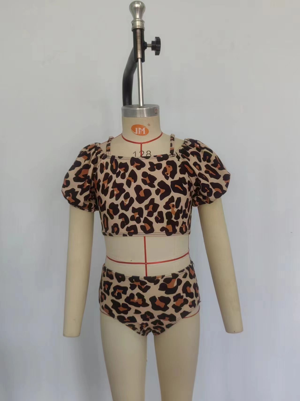 Baby Girl Short Sleeves Tops Leopard Bummie Shorts Swimsuit