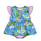 Baby Girl Short Sleeves Tree Stripes Sibling Romper Dress Clothes Set ( Moq 5 Each Design )