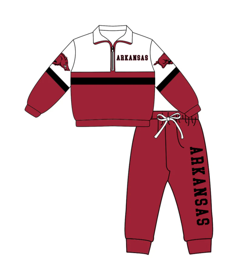 ( Moq 5 ) Baby Boys Toddler Long Sleeves Zipper Pigs Shirt Jogger Pants Team Clothes Set