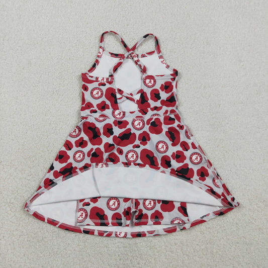 Baby Girls Kids Straps Red Leopard A Team Yoga Active Shorts Knee Length Dress RTS