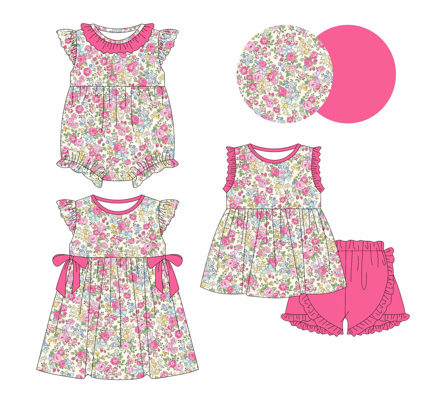 Baby Girl Floral Sibling Romper Dress Set ( Moq 5 Each Style ) 12.30