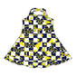 ( Moq 5 each style ) Baby Girl Toddler Team M Yellow Bows Cheer Sibling Checked Dress Set 6.30
