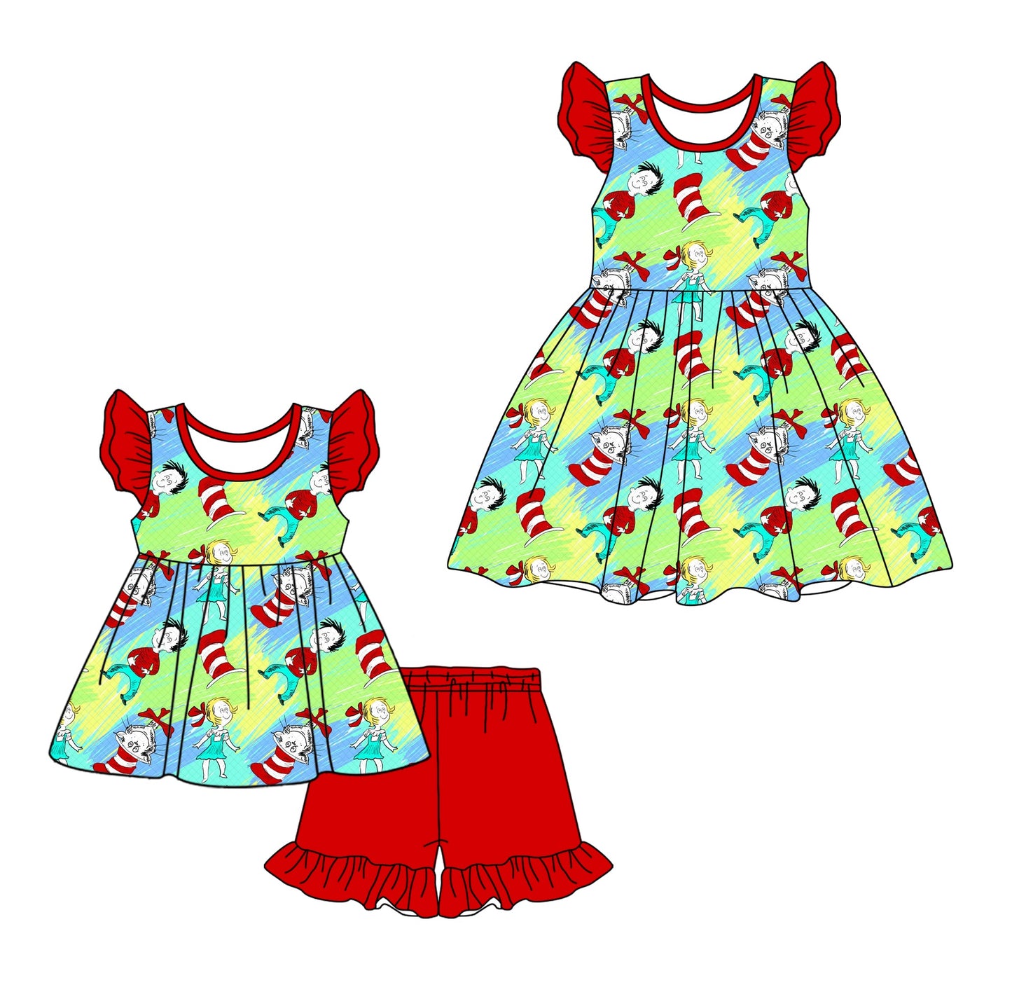 Baby Girl Short Sleeves Reading Sibling Dress Set ( Moq 5 Each Style ) 12.19
