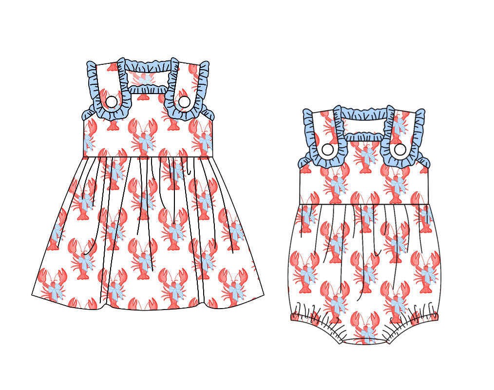 Baby Girl Bows Crawfish Romper Dress ( Moq 5 Each Style ) 1.21